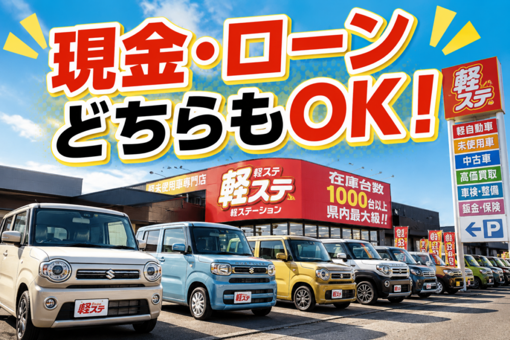 【熊本で中古車をお探しの方へ】現金・ローンどちらもOK！安くて安心な車を選ぶなら「軽ステ」へ